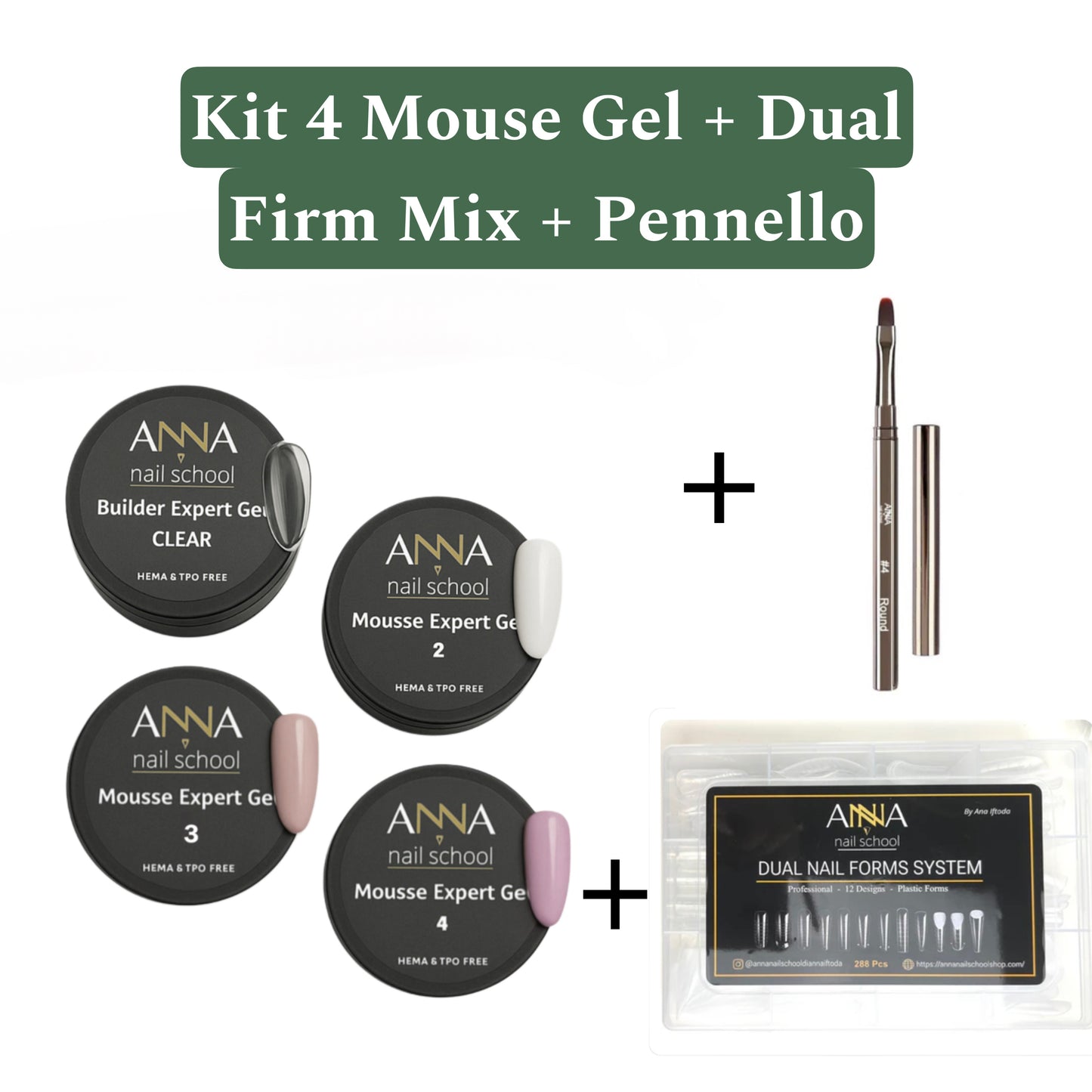 Kit 4 Mousse Gel da 15g. + Dual Form Mix + Pennello