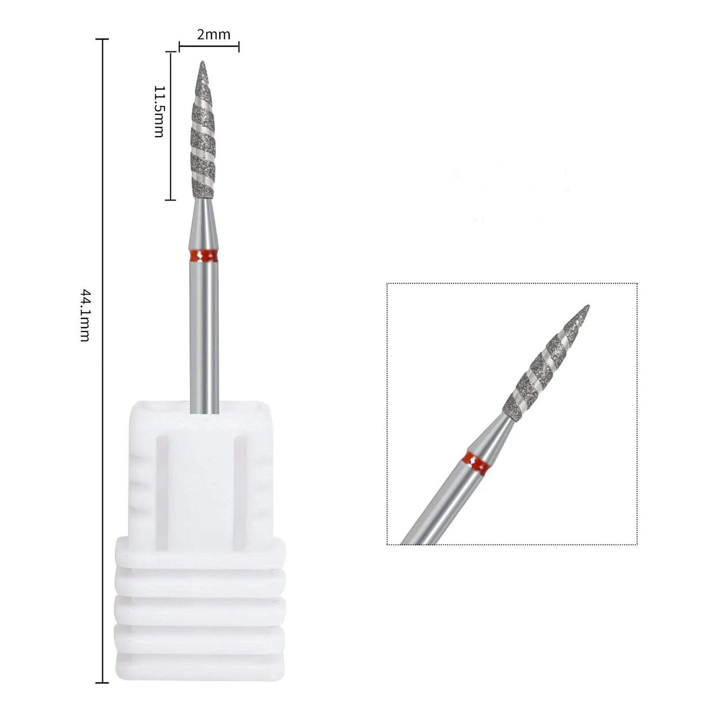 Punta diamantata Tornado , rossa , diametro 2.2 mm - lunghezza punta 11,5 mm