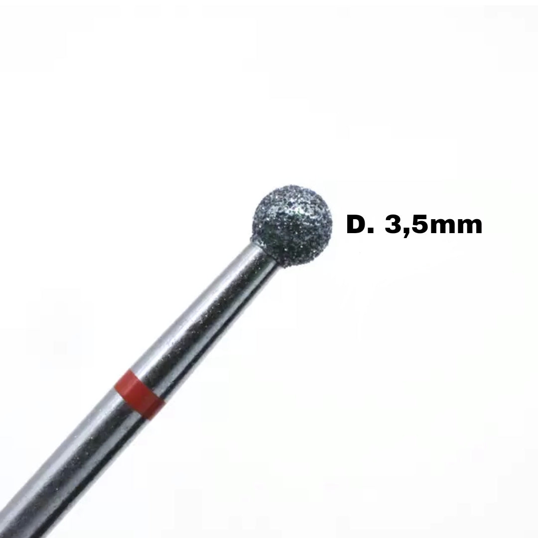 Punta diamantata Sfera , rossa , diametro 3,5 mm