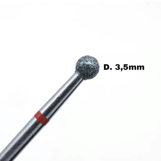 Punta diamantata Sfera , rossa , diametro 3,5 mm
