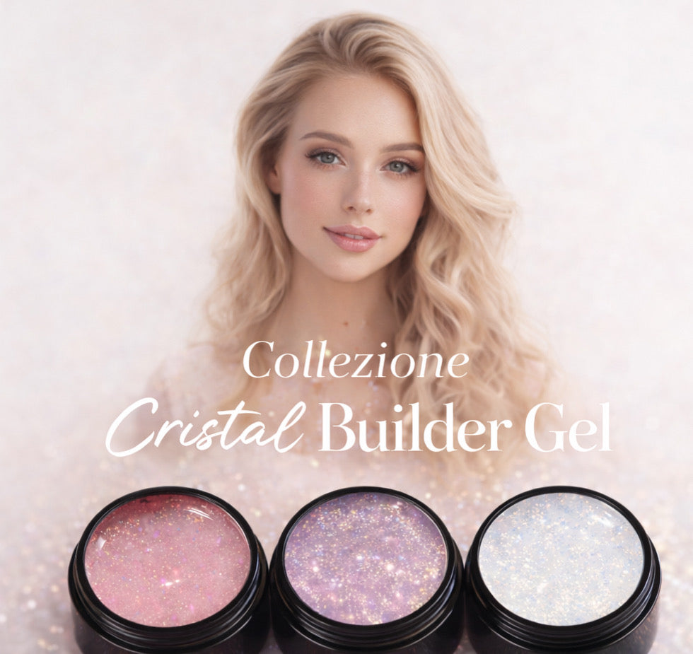 Cristal Builder Gel. Gel costruttore glitterato