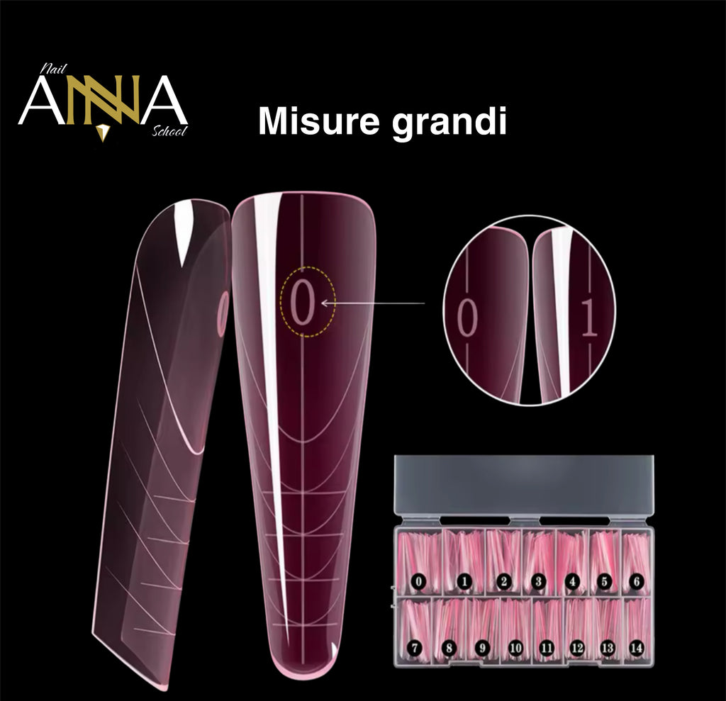 DUAL FORMS MANDORLA + FRENCH - IN BOX - FORME ROSA TRASPARENTI 150 PEZZI