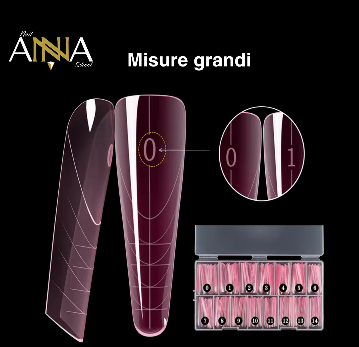 DUAL FORMS MANDORLA + FRENCH - IN BOX - FORME ROSA TRASPARENTI 150 PEZZI