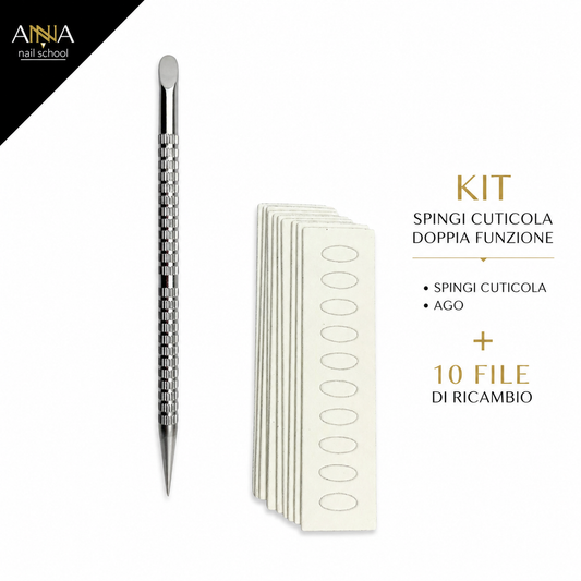 Kit Spingi Cuticole + micro lima con file di ricambio Materiale -inox