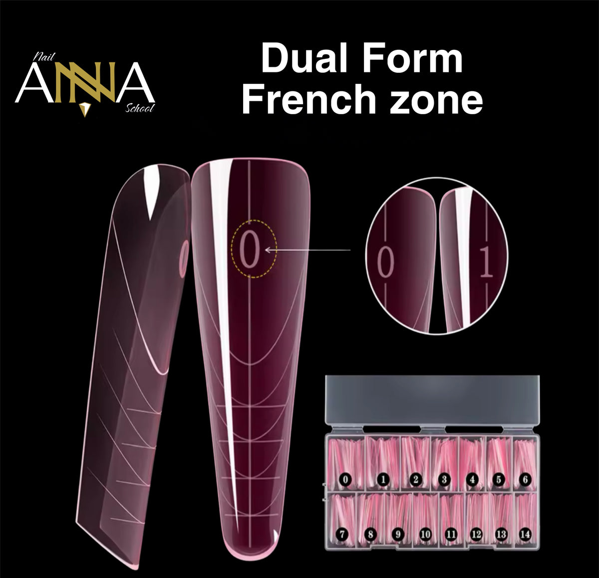 DUAL FORMS MANDORLA + FRENCH - IN BOX - FORME ROSA TRASPARENTI 150 PEZZI