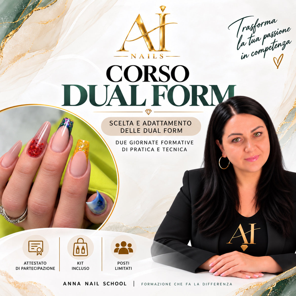 Corso  Ricostruzione Unghie Con Dual Form di gruppo 2 giorni . Kit incluso