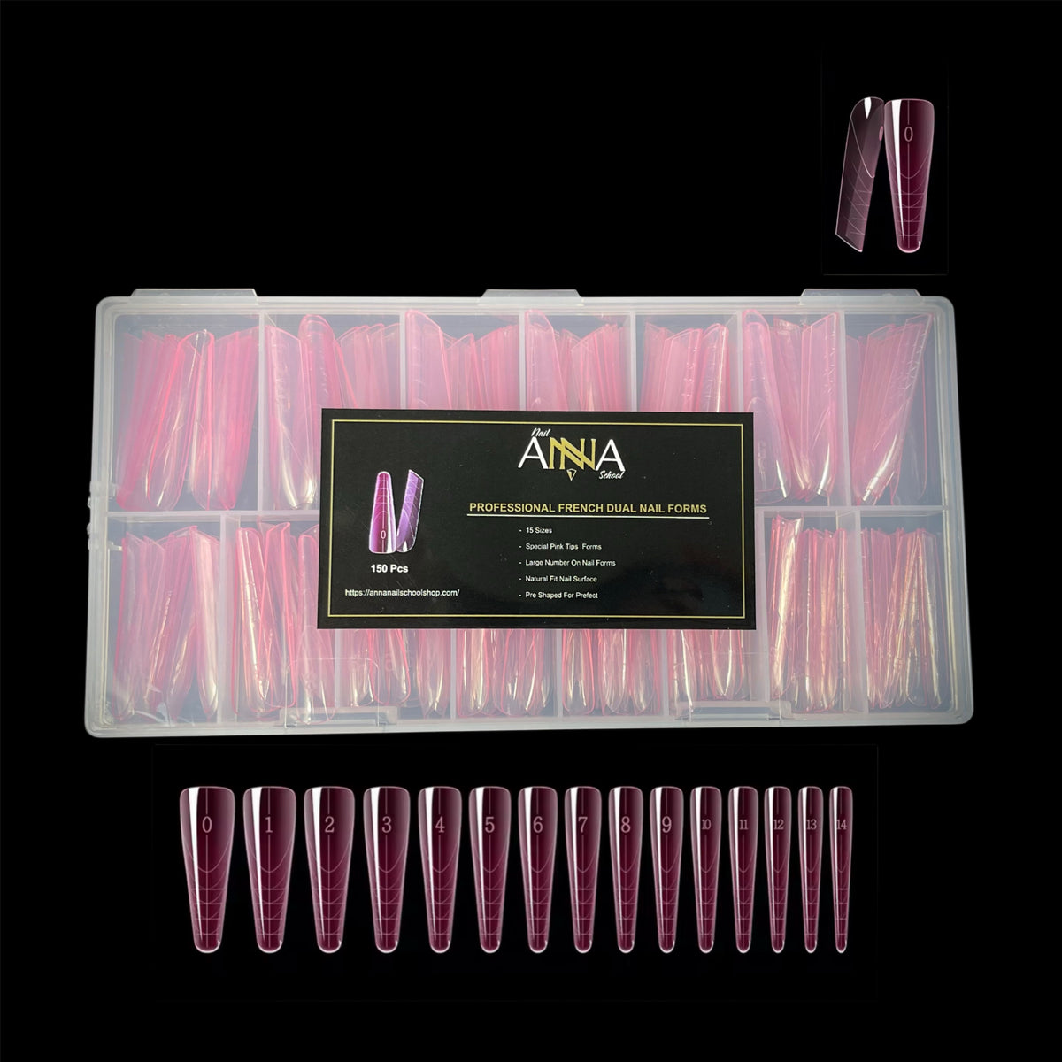 DUAL FORMS MANDORLA + FRENCH - IN BOX - FORME ROSA TRASPARENTI 150 PEZZI